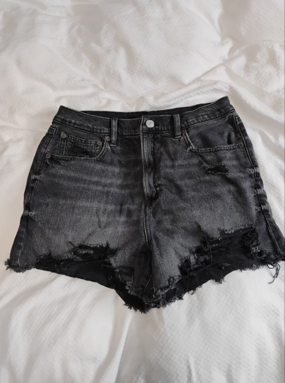 American Eagle Outfitters Black Distressed Denim Shorts
